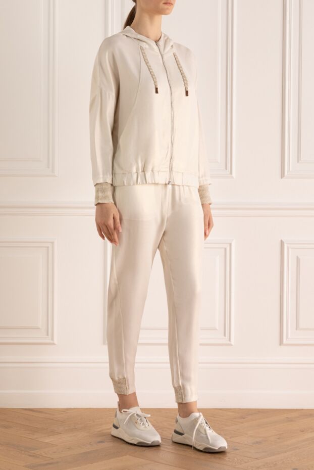 Panicale women's suit in ivory shade with a hood and knitted details 151749 - photo 3