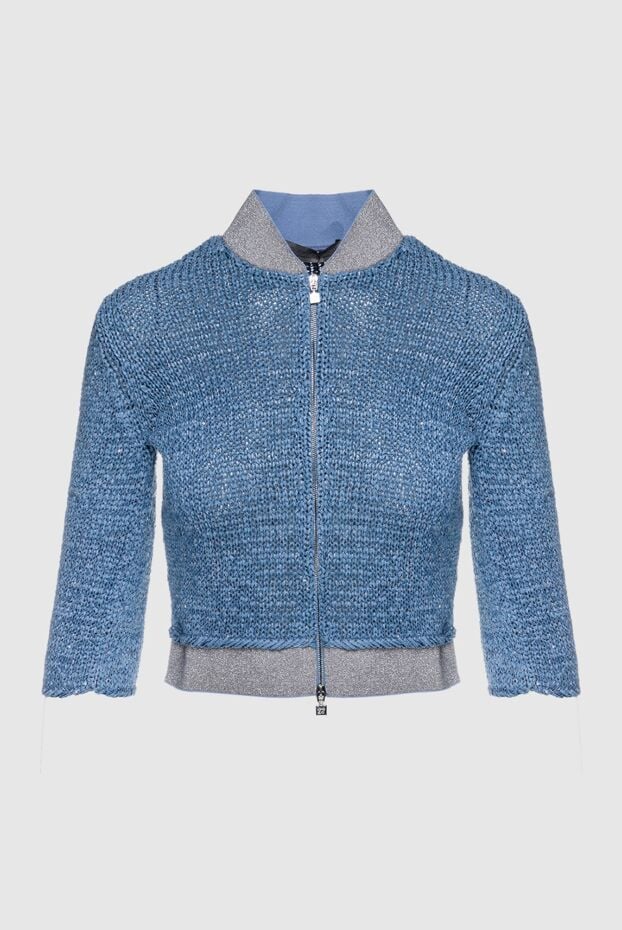 D.Exterior blue viscose and acetate cardigan for women 151773 - photo 1