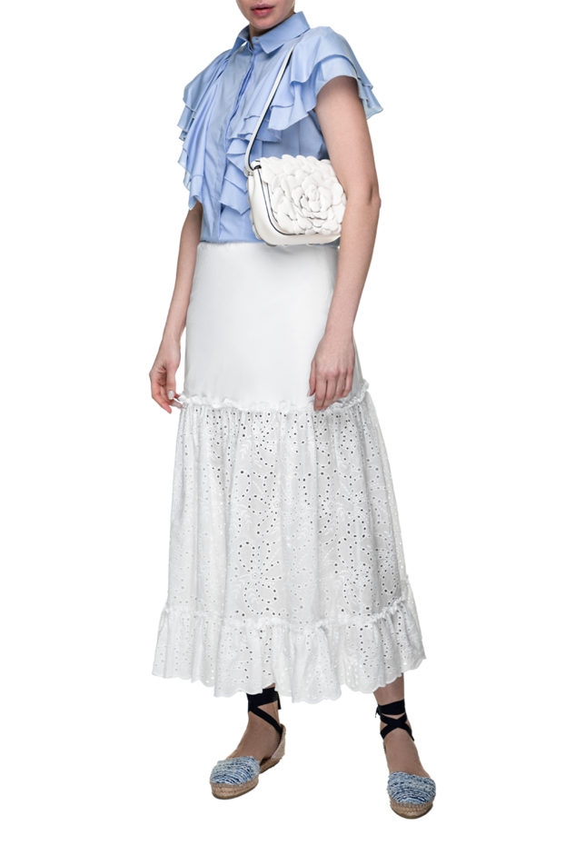 D.Exterior white cotton skirt with lace trim and frill at the hem 151781 - photo 2