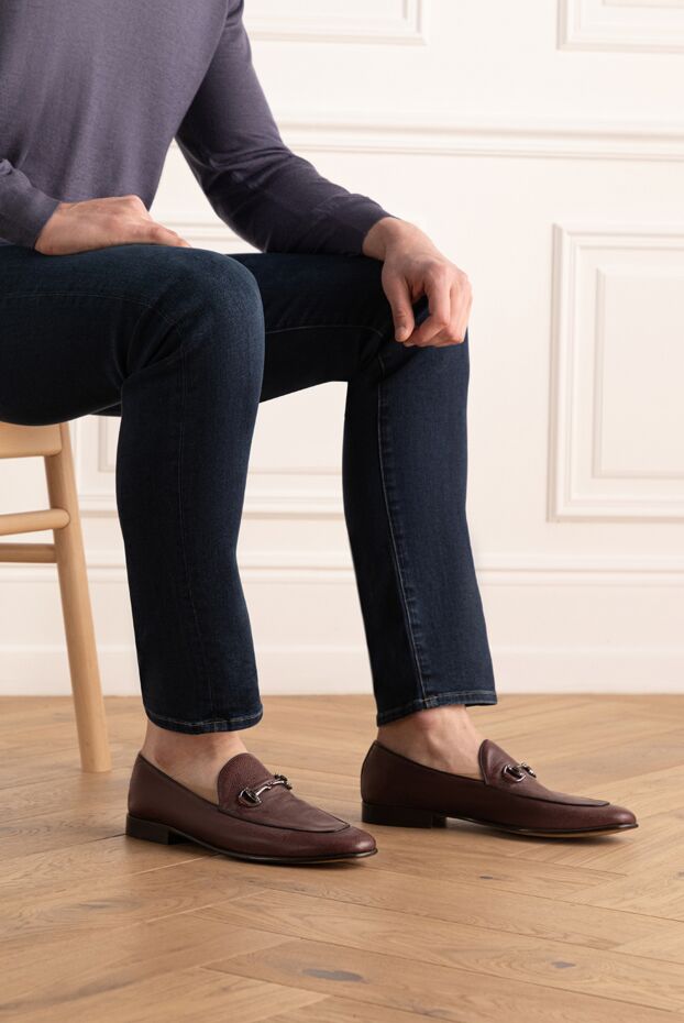 Barrett bordeaux loafers with a round toe and decorative buckle 151812 - photo 2