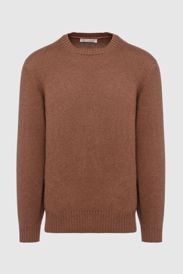 Brown cashmere jumper with crew neck for men - photo 1