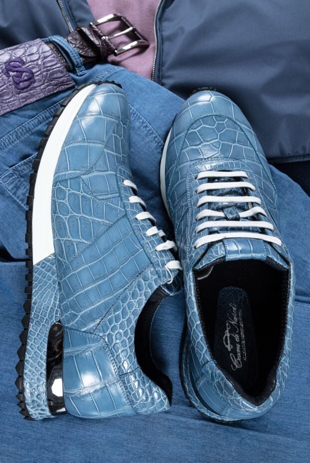 Cesare di Napoli cesare di napoli blue alligator sneakers with contrast white laces 151973 - photo 2