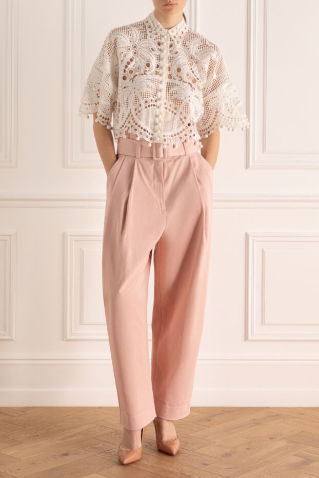 Zimmermann pink cotton trousers with matching waistband and soft pleats (markdown) 198052 - photo 2