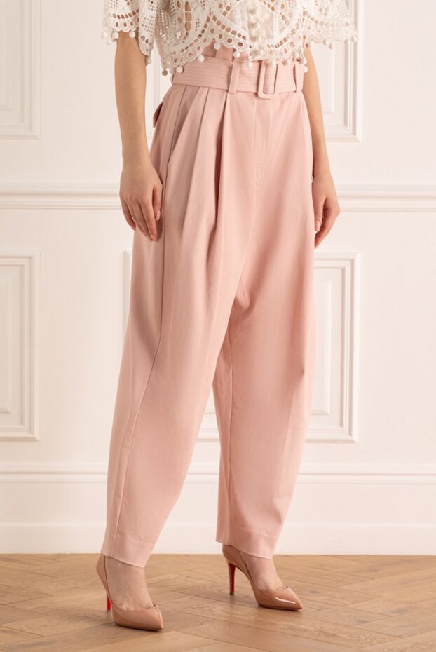 Zimmermann pink cotton trousers with matching waistband and soft pleats (markdown) 198052 - photo 3