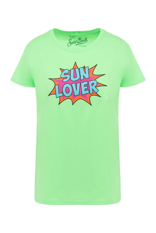 MC2 Saint Barth t-shirt green cotton women's with a drawing and text print 152125 - photo 1
