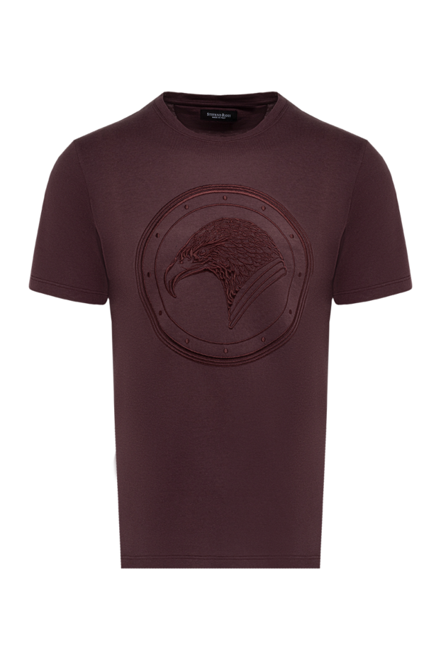 Stefano Ricci brown cotton and modal t-shirt with an embossed eagle in a medallion 152241 - photo 1