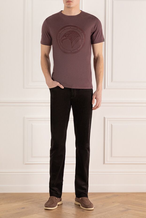Stefano Ricci brown cotton and modal t-shirt with an embossed eagle in a medallion 152241 - photo 2