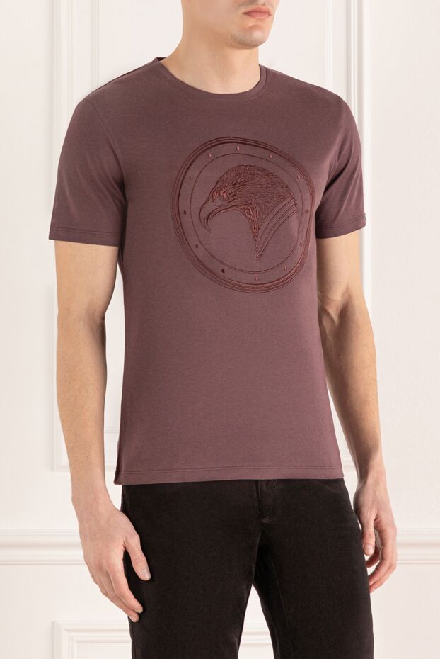 Stefano Ricci brown cotton and modal t-shirt with an embossed eagle in a medallion 152241 - photo 3