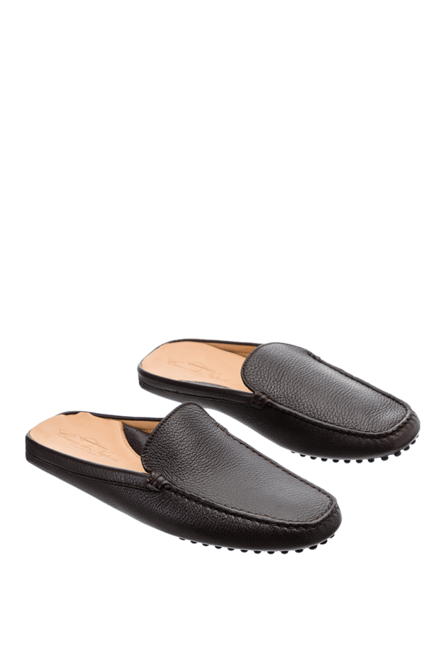 Cesare di Napoli brown leather mules for men 152401 - photo 3