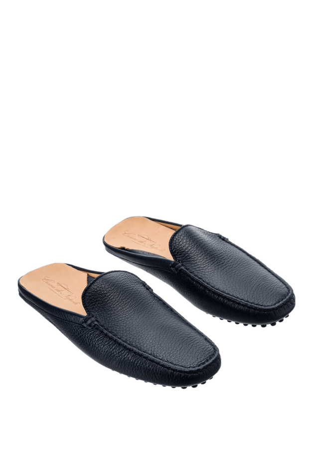 Cesare di Napoli leather mules dark blue in moccasin style men's 152404 - photo 3