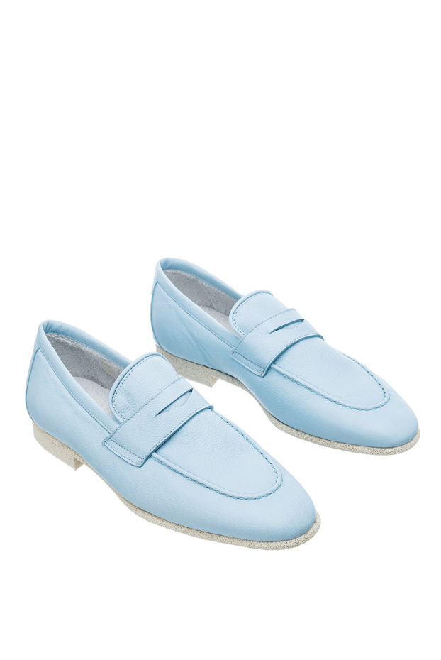 Cesare di Napoli loafers women's leather with minimalist design light blue 152408 - photo 3
