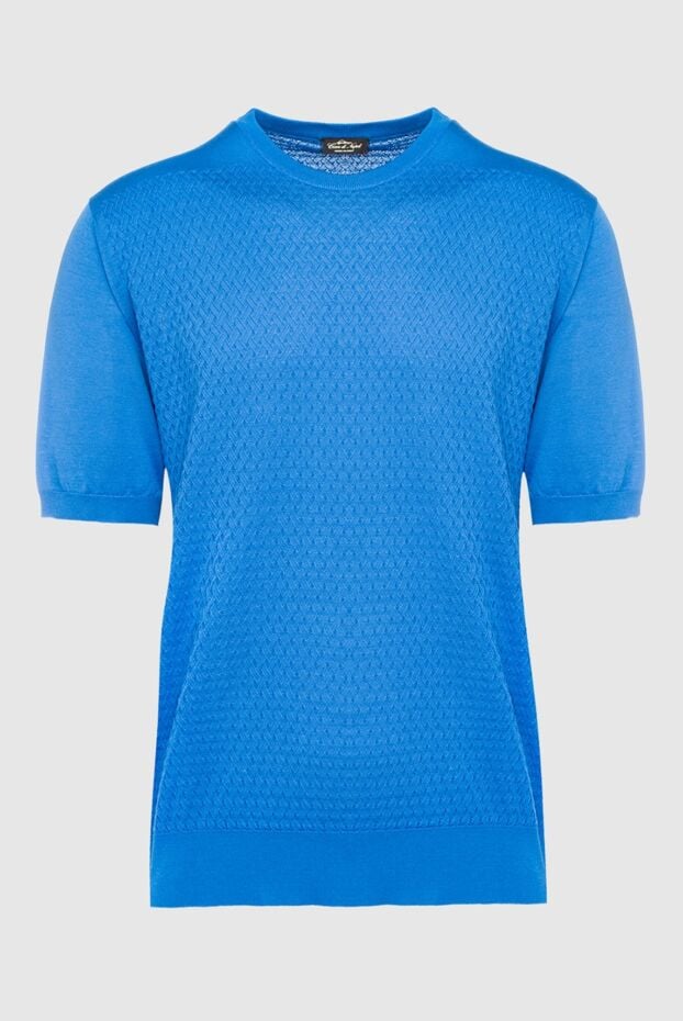 Cesare di Napoli men's bright blue textured silk jumper 152428 - photo 1