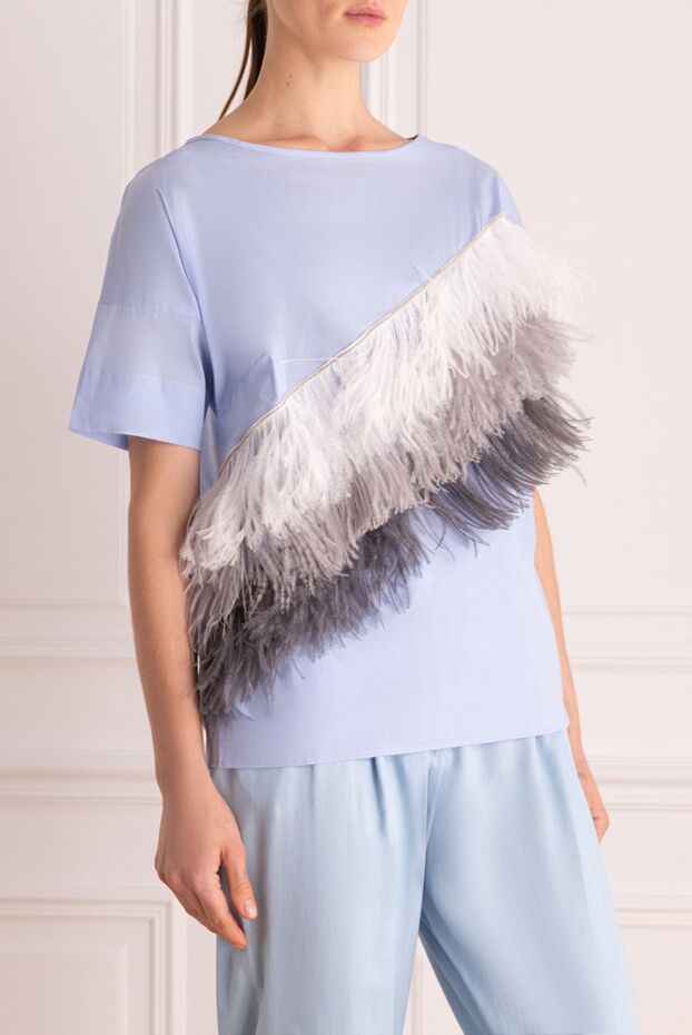Rocco Ragni women's blouse with feathers blue 152480 - photo 3