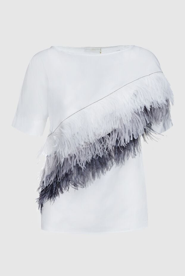 Rocco Ragni women's blouse with feathers white 152481 - photo 1