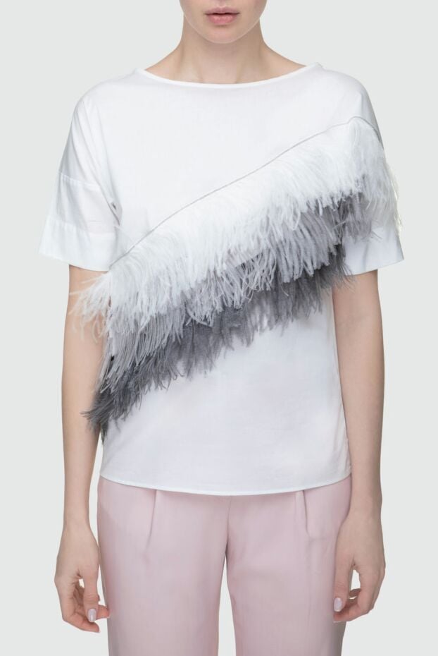 Rocco Ragni women's blouse with feathers white 152481 - photo 2