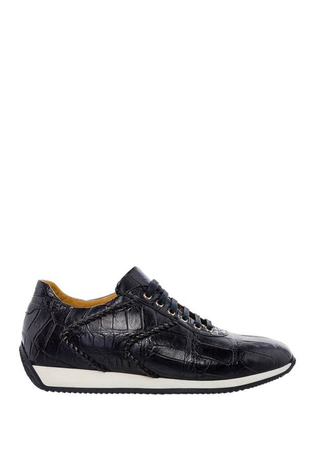 Tardini dark blue alligator leather sneakers with white sole insert 152489 - photo 1