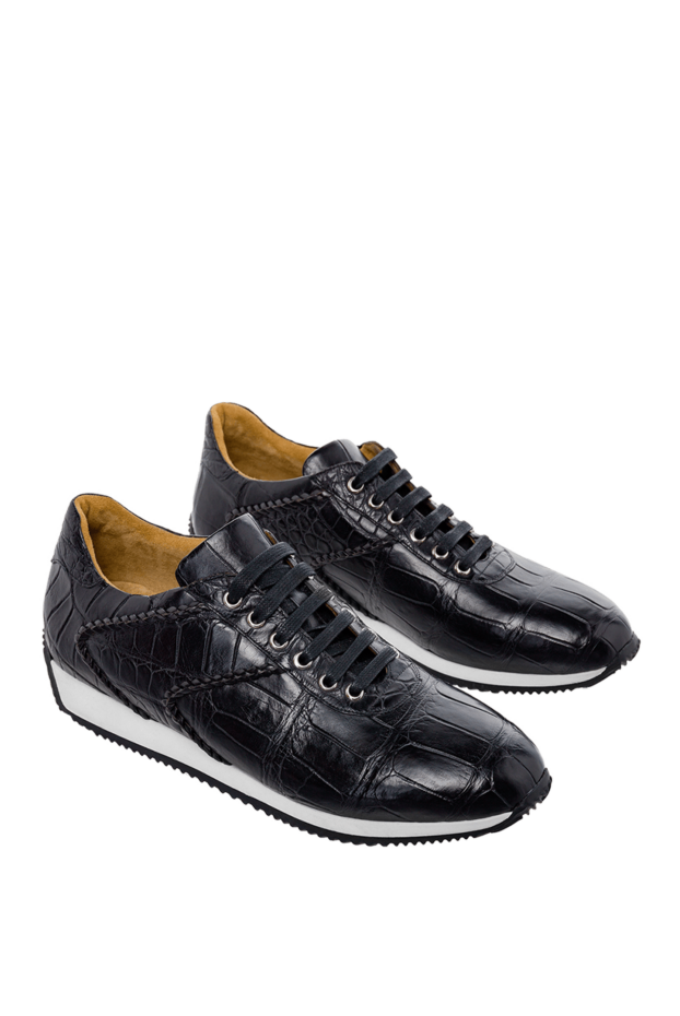 Tardini dark blue alligator leather sneakers with white sole insert 152489 - photo 3