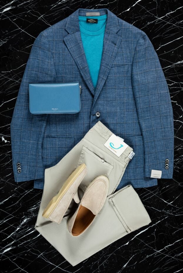 Corneliani blue linen and wool jacket for men 152493 - photo 2