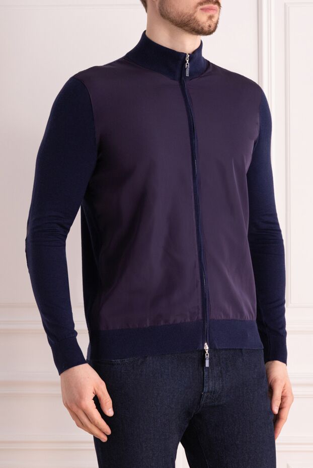 Svevo cardigan for men made of cotton and cashmere blue 152497 - photo 3