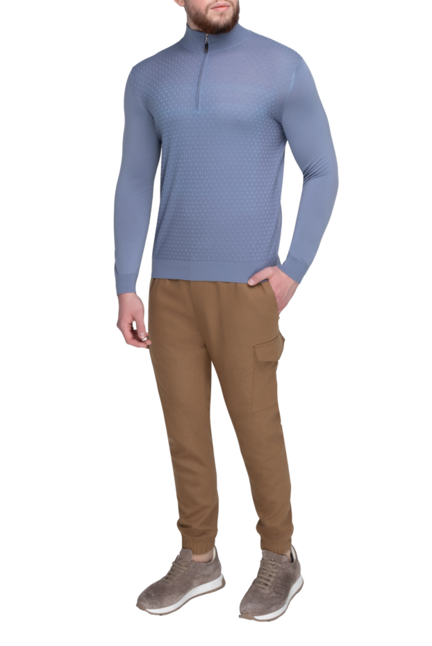 Svevo men's textured wool trouser coat in gray and blue with a zipper (markdown) 196513 - photo 2