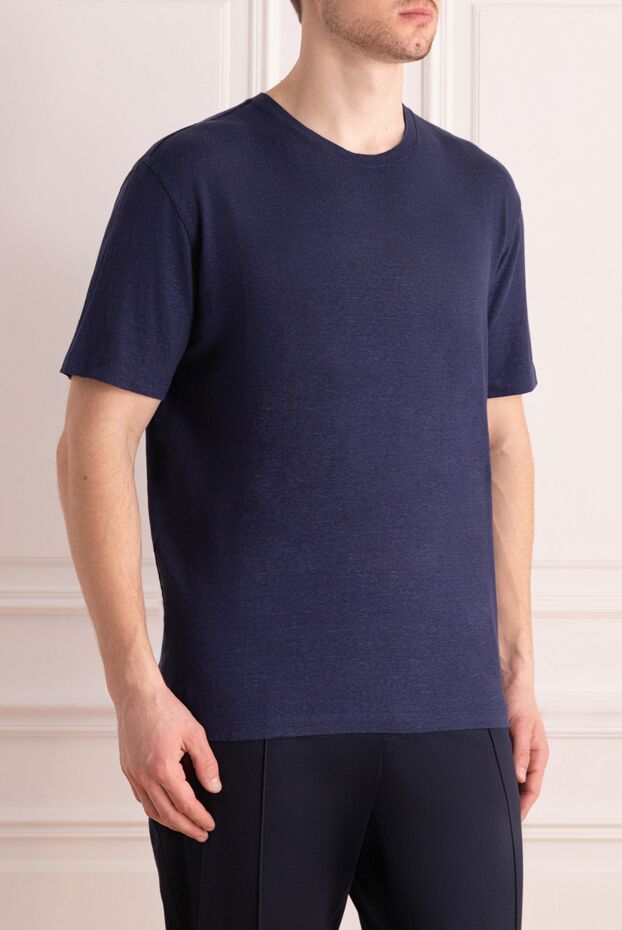 Svevo dark blue t-shirt with a minimalist cut and light texture 152640 - photo 3