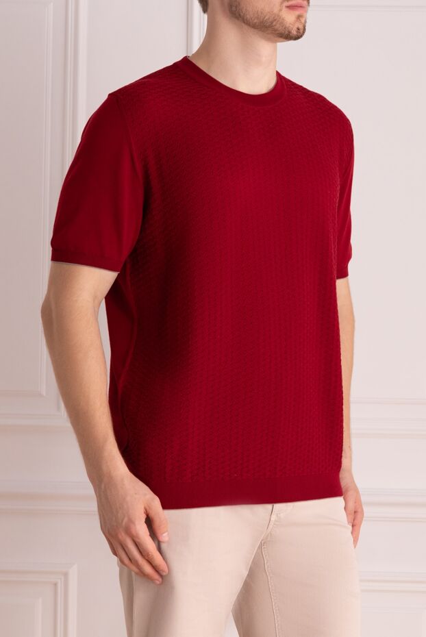 Svevo burgundy t-shirt with a 3d pattern and knitted trim 152649 - photo 3