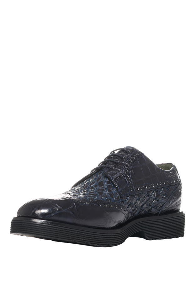 Tardini blue wingtip brogue derby shoes made of alligator leather for men 152657 - photo 3