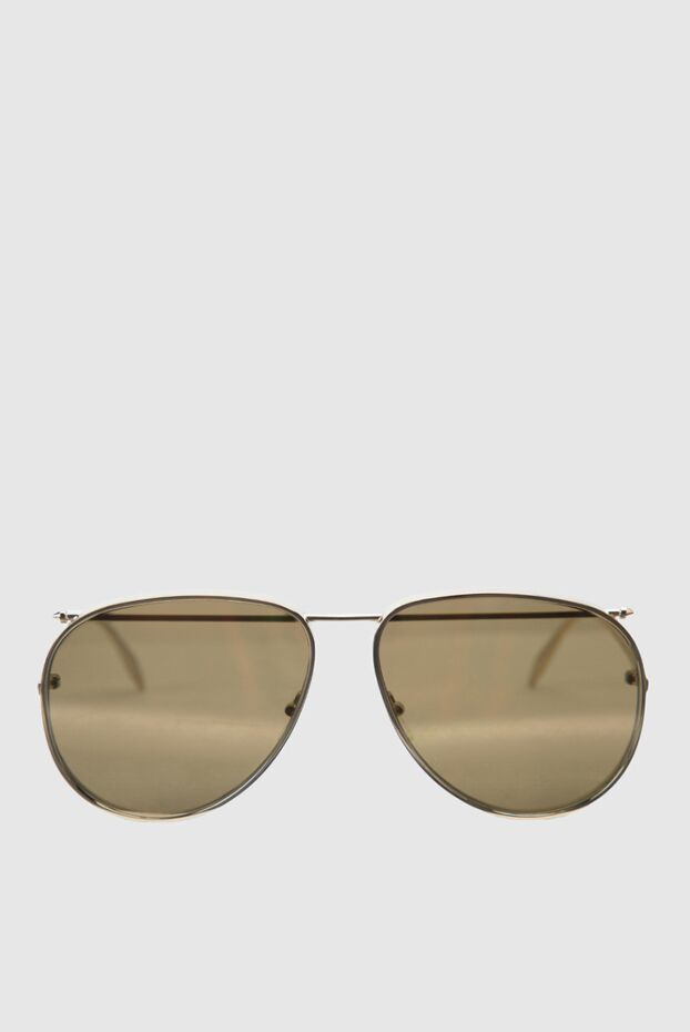 Women's yellow metal and plastic sunglasses for sun protection - photo 1