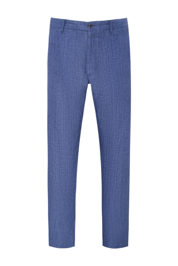 Zilli men's blue linen trousers with decorative pocket trim 152761 - photo 1