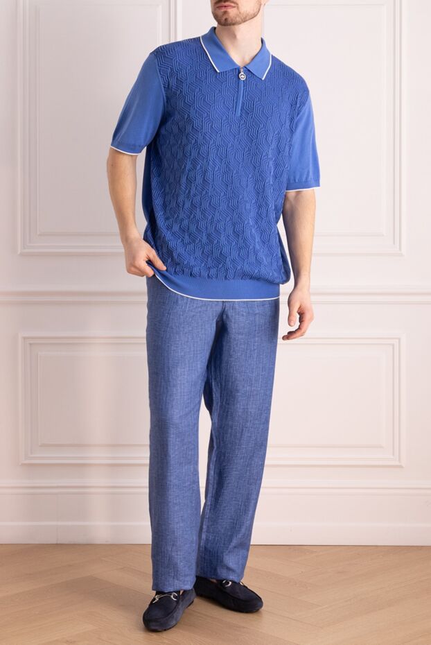 Zilli man men's blue linen trousers buy with prices and photos 152761 - photo 2