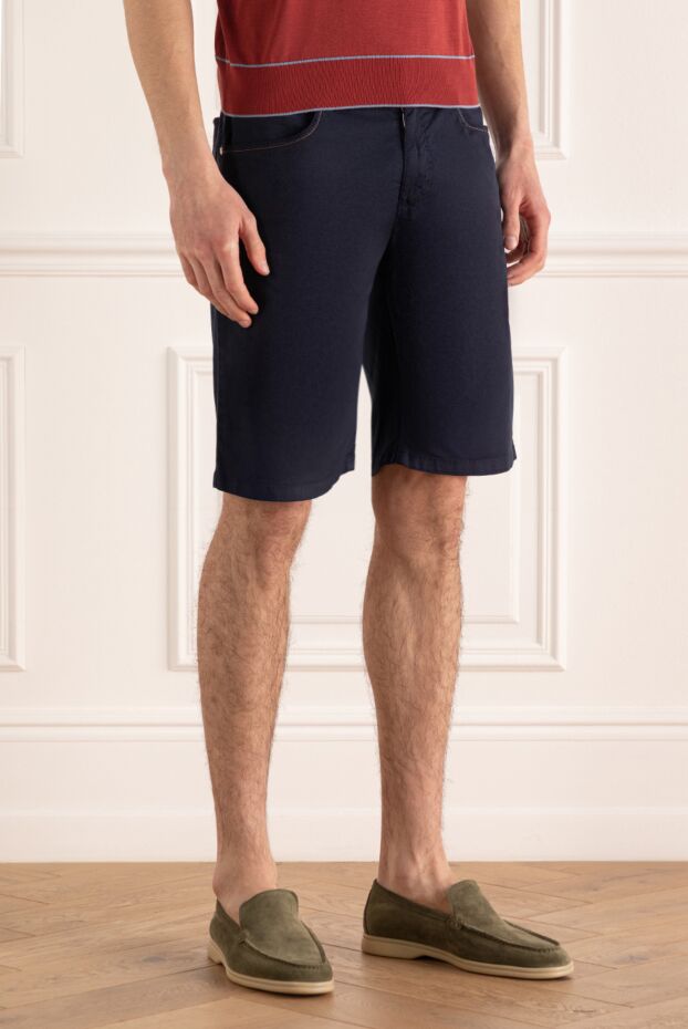 Zilli blue summer men's cotton casual shorts with embroidered pattern 152777 - photo 3