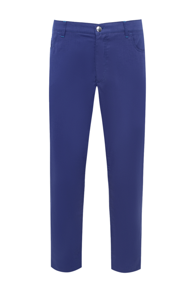 Zilli men's cotton trousers bright blue straight cut 152786 - photo 1