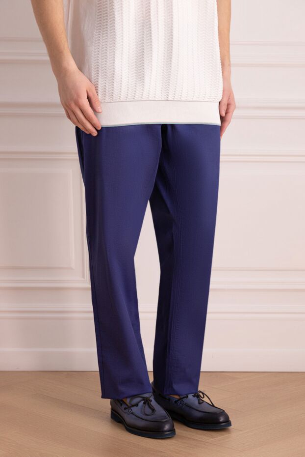 Zilli men's cotton trousers bright blue straight cut 152786 - photo 3