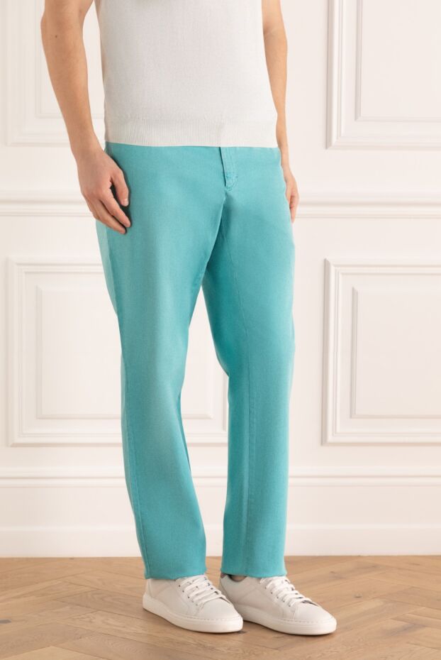 Zilli men's cotton straight fit jeans in rich turquoise color 152789 - photo 3