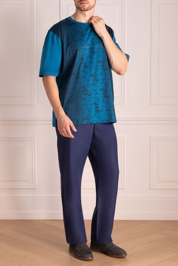 Zilli man men's blue linen trousers buy with prices and photos 152795 - photo 2