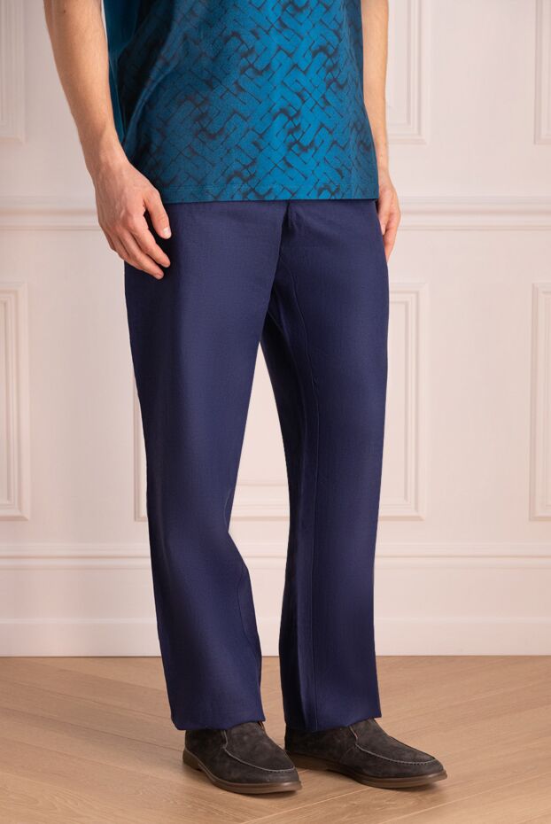 Zilli men's cotton trousers in deep blue, straight cut 152795 - photo 3