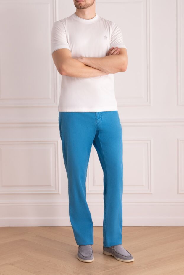 Zilli man men's blue linen and cotton trousers buy with prices and photos 152796 - photo 2