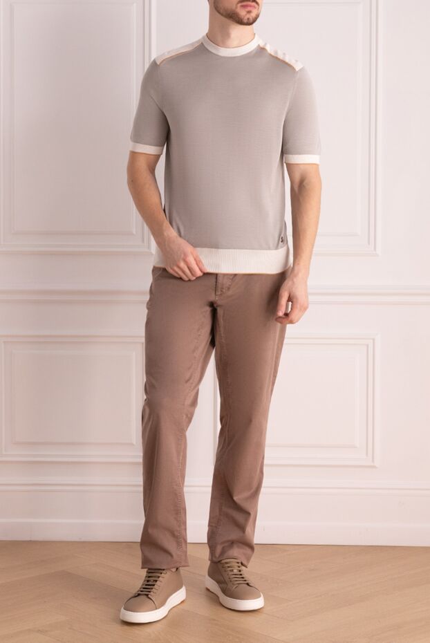 Zilli мужские брюки из хлопка и эластана коричневые мужские купить с ценами и фото 152805 - фото 2