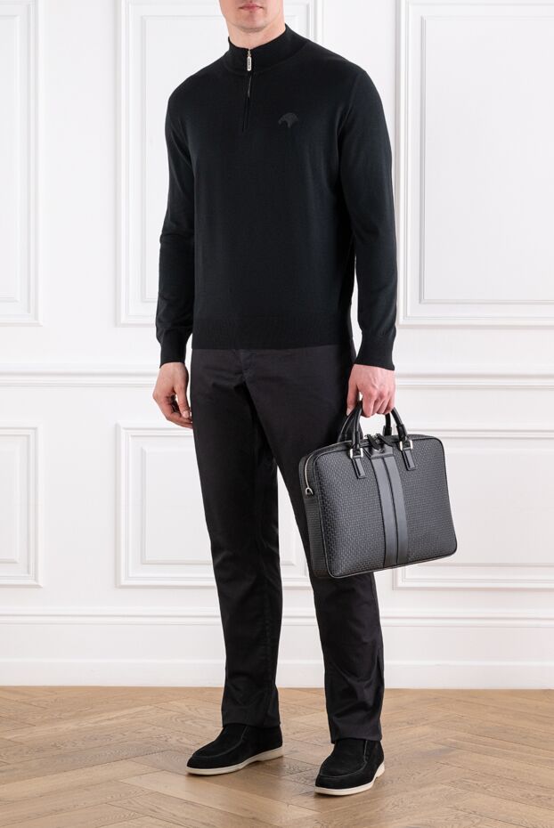 Zilli black cotton and cashmere jeans with red contrast stitching 152812 - photo 2