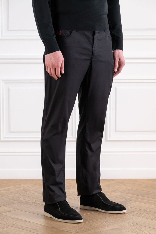 Zilli black cotton and cashmere jeans with red contrast stitching 152812 - photo 3