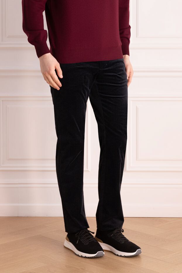Zilli men's dark blue corduroy trousers with a classic silhouette 152816 - photo 3