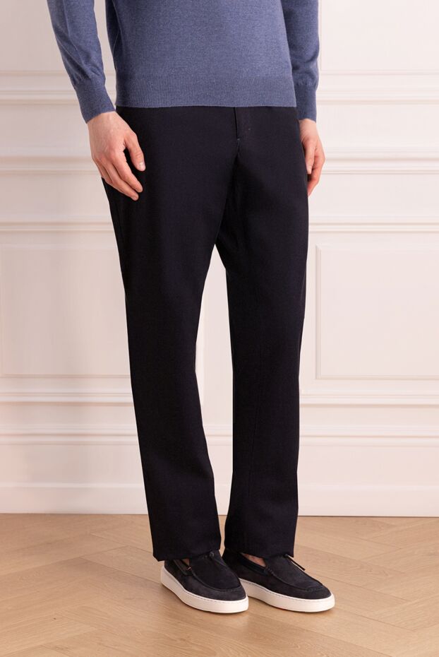 Zilli men's trousers with a classic fit, dark blue 152819 - photo 3