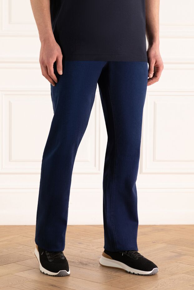Zilli dark blue cotton jeans with logo embroidery on the back pocket 152822 - photo 3
