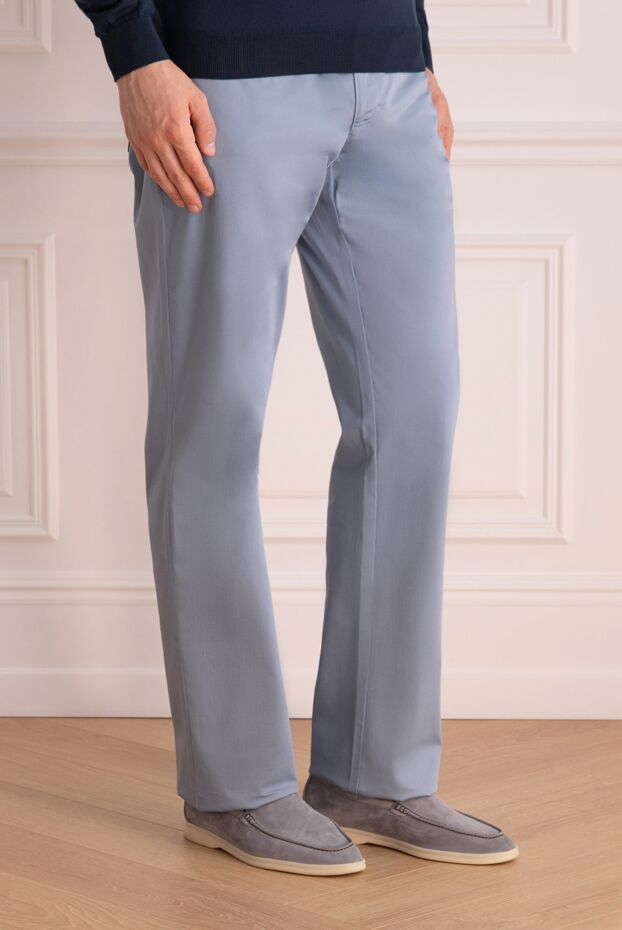 Zilli light blue cotton jeans with branded leather patch 152830 - photo 3