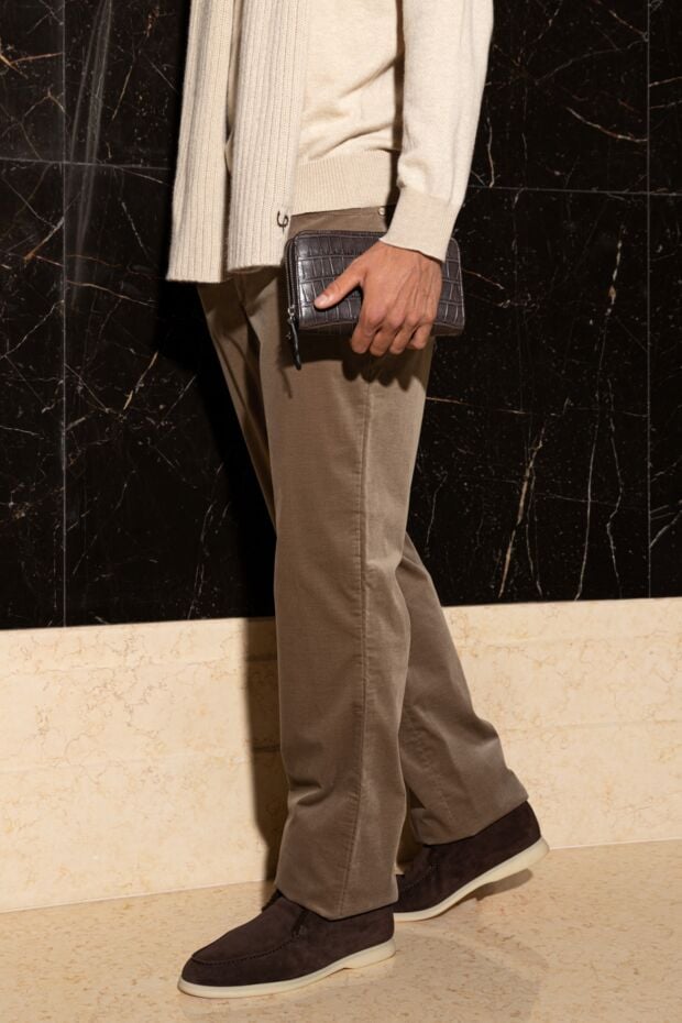 Zilli men's cotton fitted trousers light brown 152833 - photo 2