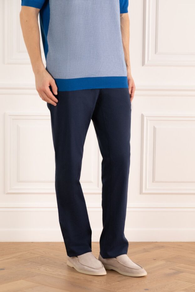 Zilli men's trousers made of pure cotton, dark blue 152835 - photo 3