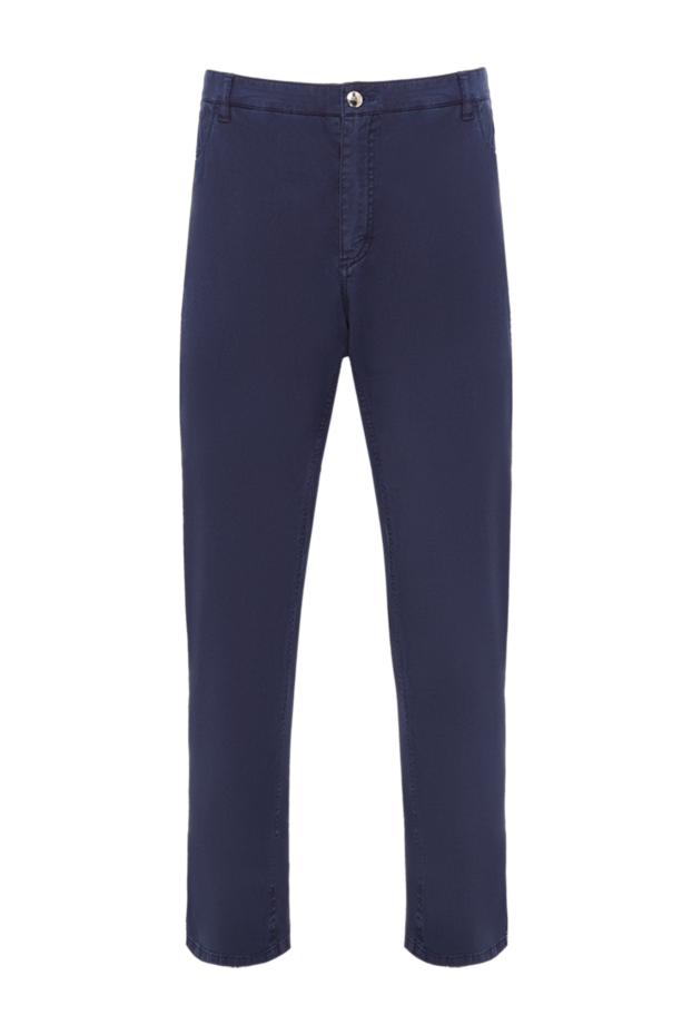 Zilli men's dark blue straight jeans with white stitching on pockets 152843 - photo 1
