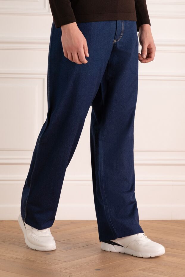 Zilli blue denim jeans with contrast stitching and studs on pockets 152844 - photo 3