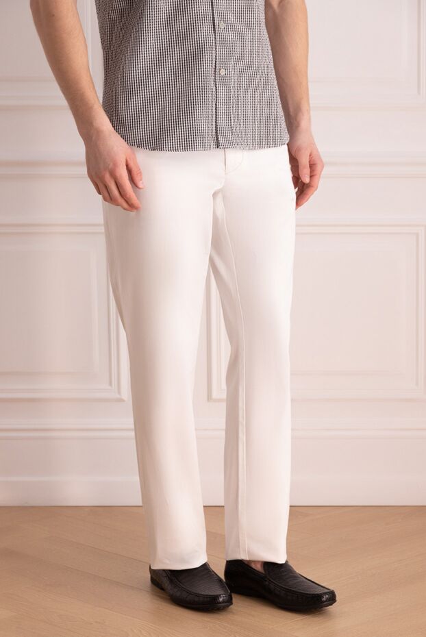 Zilli men's white cotton trousers with patch back pockets 152857 - photo 3