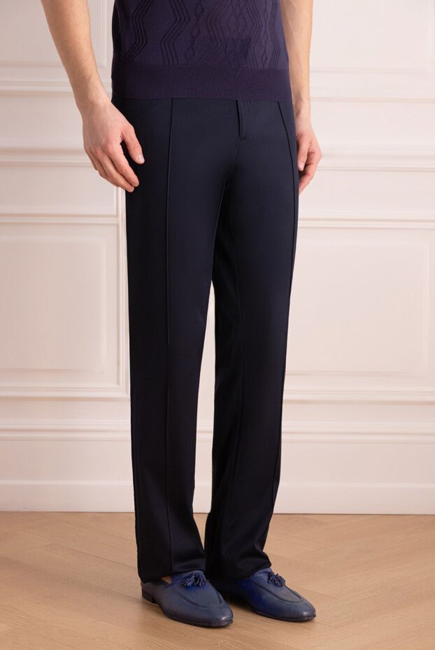 Zilli men's dark blue trousers with drawstring waistband 152880 - photo 3